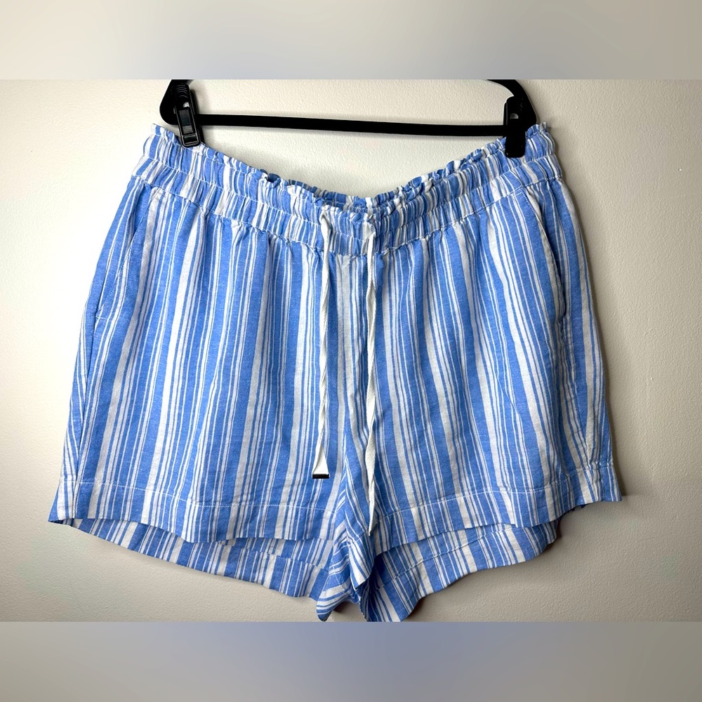 Lane Bryant 22/24 blue and white striped linen shorts